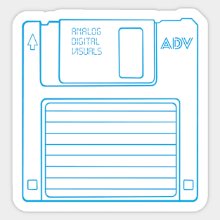 Floppy Disk (Button Blue Lines) Analog / Computer Sticker